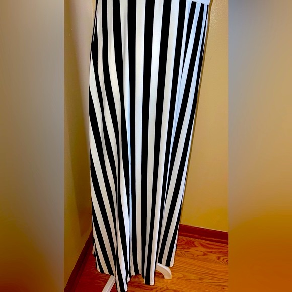 Women’s Casual High Waist Line Maxi Striped Navy White Summer Dress Size S, XXL - Picture 5 of 8